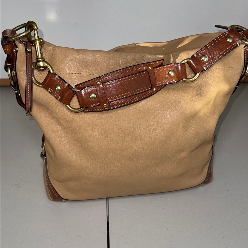 Coach Carly Large Hobo Bag Beige Leather Y2K Slouchy Shoulder Bag Vintage - Picture 15 of 15